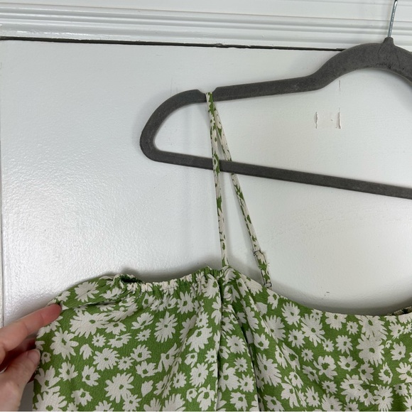 ASTR the Label Green Taupe Ditsy Floral Puffed Sleeve Dress M - Picture 5 of 10